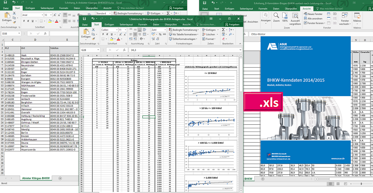 Die Vorschau der Excel-Tabellen der BHKW-Kenndaten anschauen